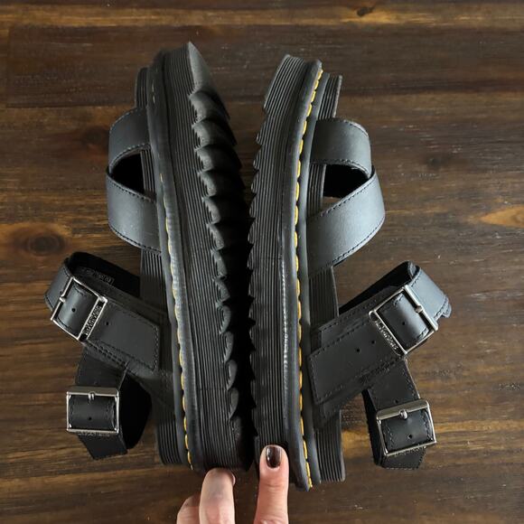 DR. MARTENS | VOSS II Black Leather Strap Sandals Sz 9 - Picture 3 of 6